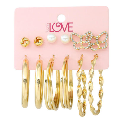 Ladies 6-Pack Stud and Hoop Earrings Set - LME-004