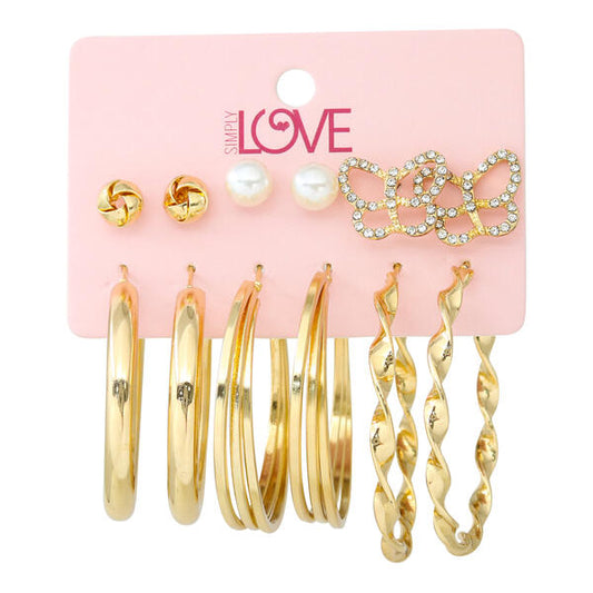 Ladies 6-Pack Stud and Hoop Earrings Set - LME-004