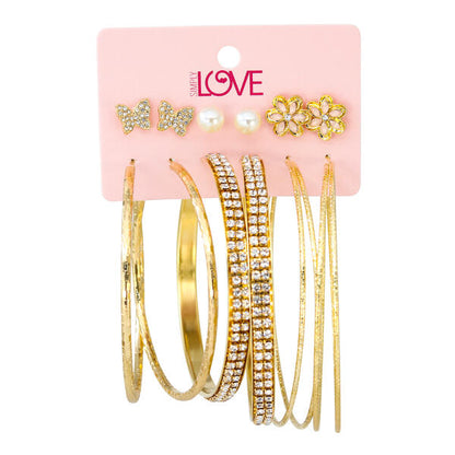 Ladies 6-Pack Stud and Hoop Earrings Set - LME-003