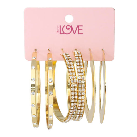 Ladies 3-Pack Hoop Earrings Set - LME-007