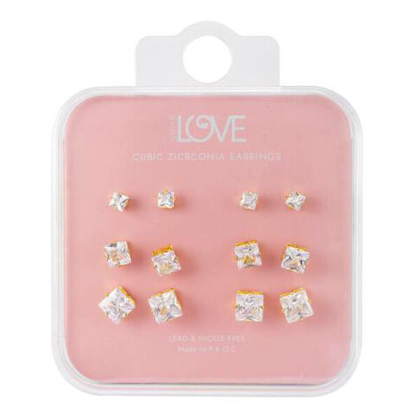 Ladies Square Stud Earring 6-Pack - CET-212