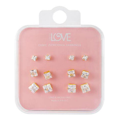 Ladies Square Stud Earring 6-Pack - CET-212