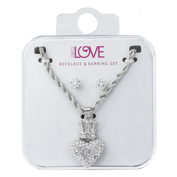 Ladies Heart Necklace with Earrings Set - DDS-LMP-HRT-006