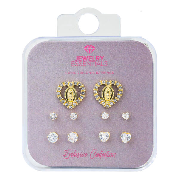Ladies Guadalupe Heart Earring and Studs 5-Pack - DD-6STD-102