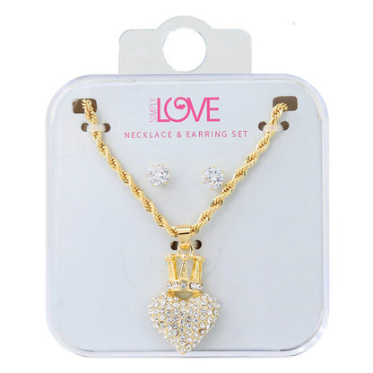 Ladies Heart Necklace with Earrings Set - DDS-LMP-HRT-006