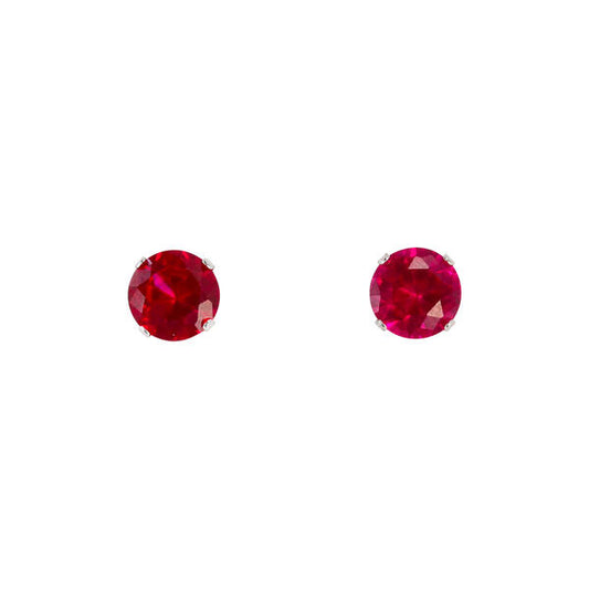 8mm Red Stud Sterling Silver Earring - CRE 008 SV