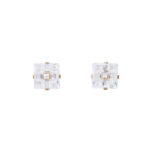 8mm Square Stud Sterling Silver Earring - INV 988 SV