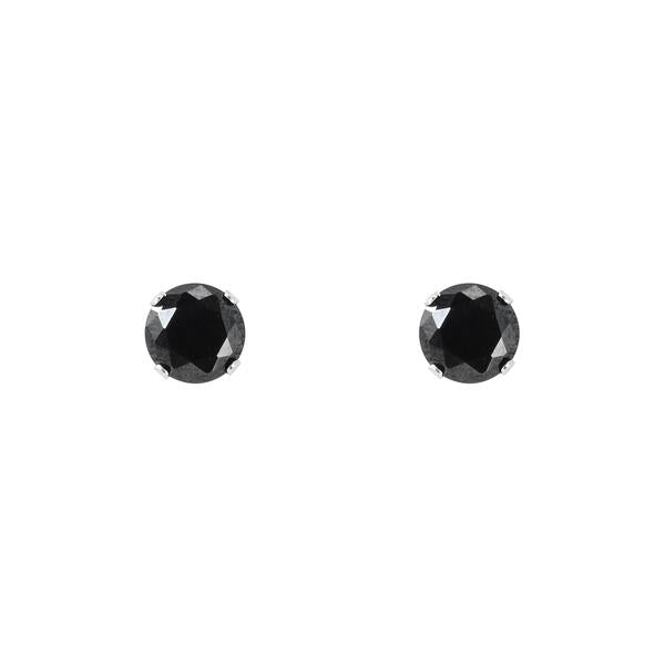 7mm Black Stud Sterling Silver Earring - CBK 007 SV