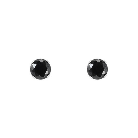 7mm Black Stud Sterling Silver Earring - CBK 007 SV