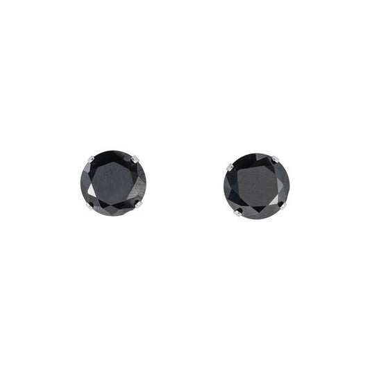 10mm Black Stud Sterling Silver Earring - CBK 010 SV