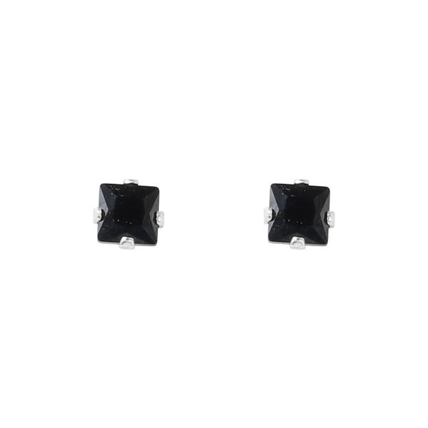 3mm Black Stud Sterling Silver Earring - CBKSQ 33 S