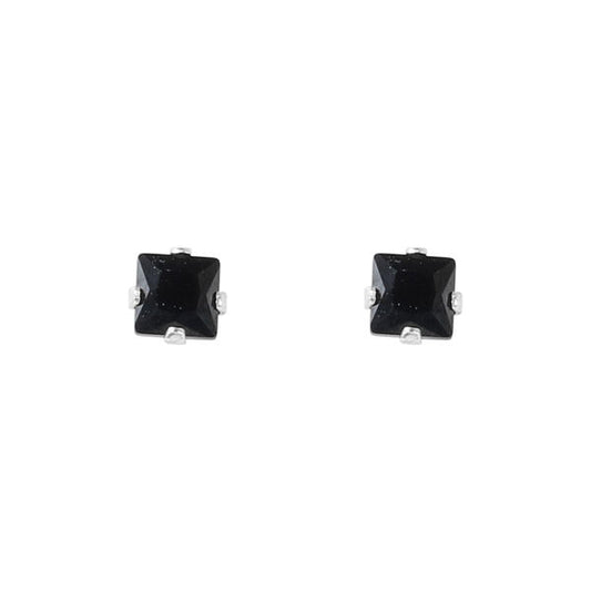 3mm Black Stud Sterling Silver Earring - CBKSQ 33 S