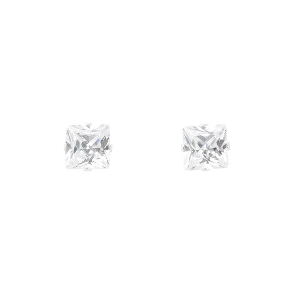 7mm Square Stud Sterling Silver Earring - CESQ 77 SV