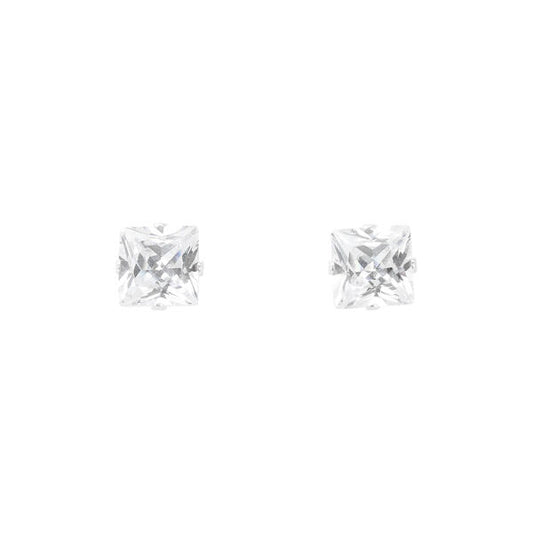 7mm Square Stud Sterling Silver Earring - CESQ 77 SV