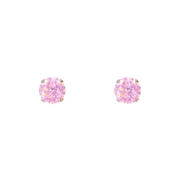 6mm Pink Stud Sterling Silver Earring - CPK 006 SV
