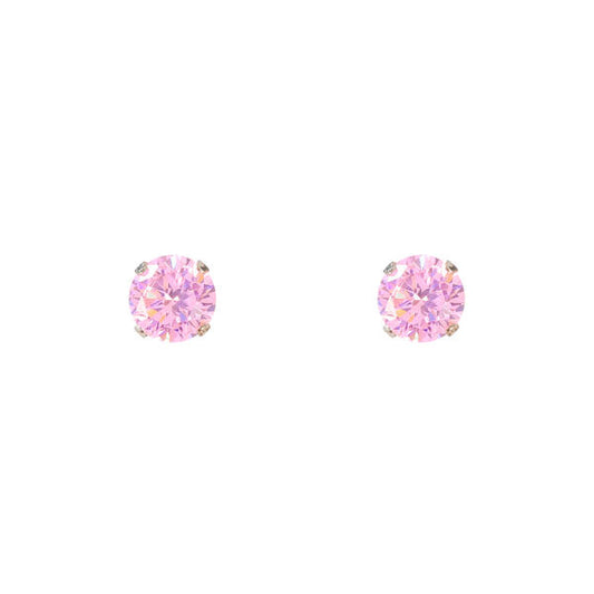 6mm Pink Stud Sterling Silver Earring - CPK 006 SV