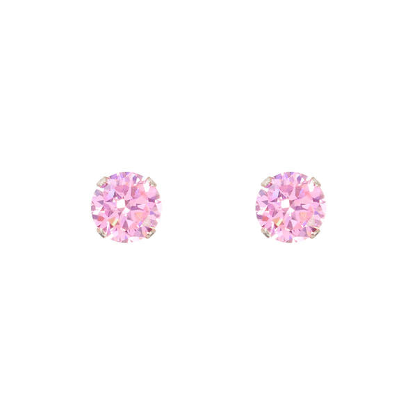 7mm Pink Stud Sterling Silver Earring - CPK 007 SV
