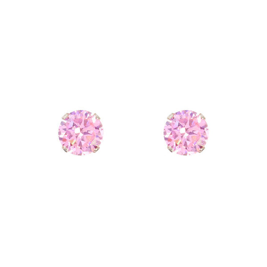 7mm Pink Stud Sterling Silver Earring - CPK 007 SV