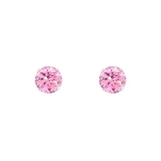 8mm Pink Stud Sterling Silver Earring - CPK 008 SV