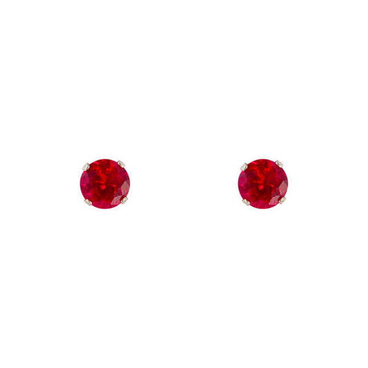 6mm Red Stud Sterling Silver Earring - CRE 006 SV
