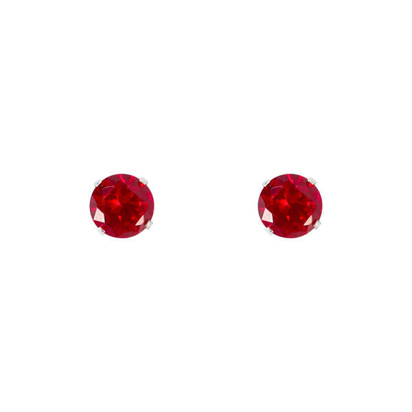 7mm Red Stud Sterling Silver Earring - CRE 007 SV