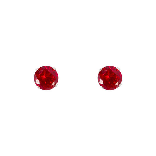 7mm Red Stud Sterling Silver Earring - CRE 007 SV