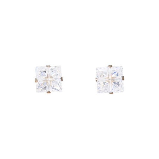 8mm Square Stud Sterling Silver Earring - INV 88 SV