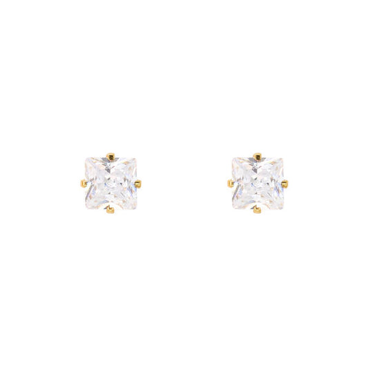 6mm Square Stud Sterling Silver Earring - GESQ 66 SV