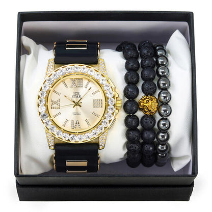 Watch and Lion 3on Beaded Bracelet Gift Set - WBR-301