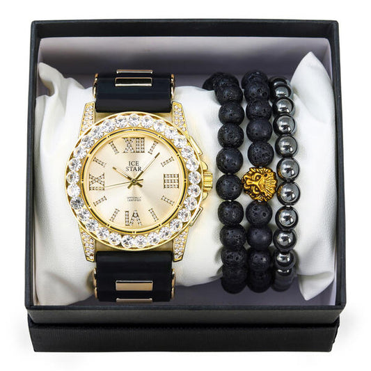Watch and Lion 3on Beaded Bracelet Gift Set - WBR-301