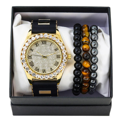 Watch and 3on Beaded Bracelet Gift Set - WBR-303
