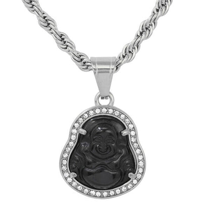 Iced Out Black Small Buddha Pendant - SP-4401