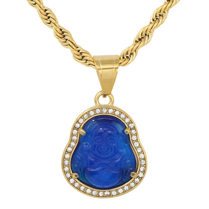 Iced Out Black Small Buddha Pendant - SP-4402