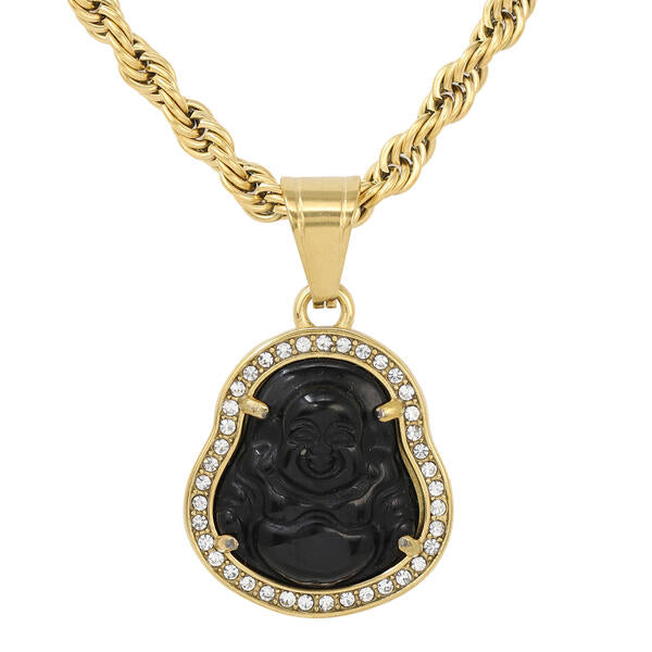 Iced Out Black Small Buddha Pendant - SP-4401