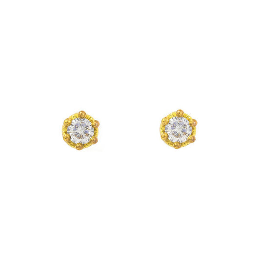 3mm Round Crown CZ Earring - CRZ-03