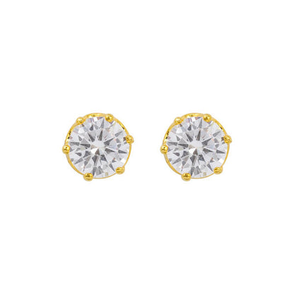 7mm Round Crown CZ Earring - CRZ-07