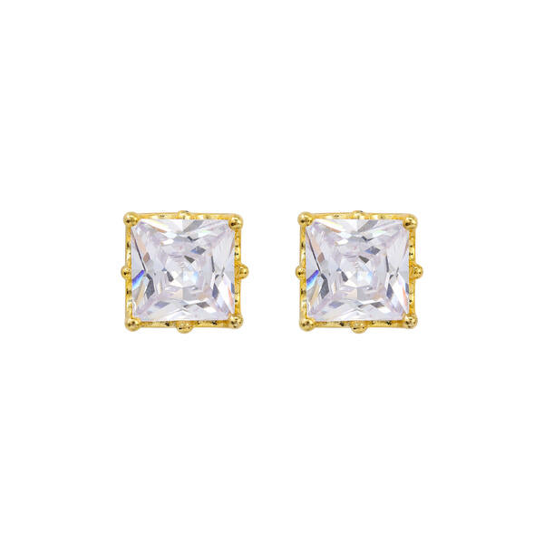 6mm Square Crown CZ Earring - CQZ-06