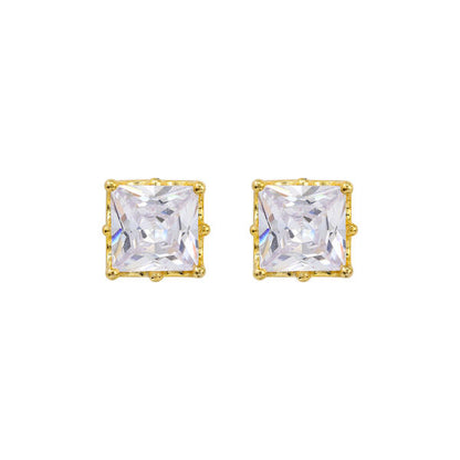 6mm Square Crown CZ Earring - CQZ-06