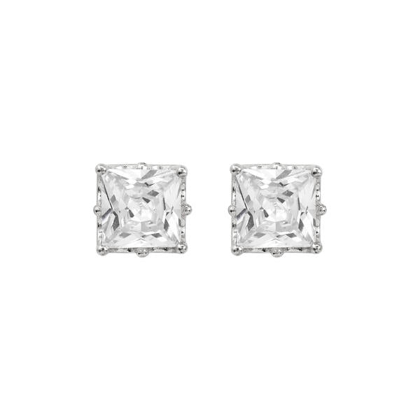 7mm Square Crown CZ Earring - CQZ-07