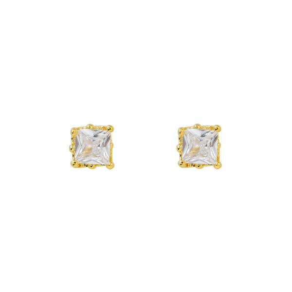 4mm Square Crown CZ Earring - CQZ-04