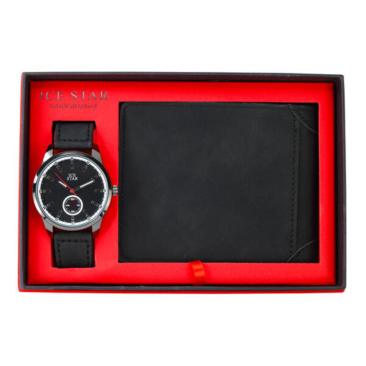 Men's Classic Leather Band Watch and Wallet Gift Set - WWS-9250