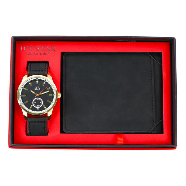 Men's Classic Leather Band Watch and Wallet Gift Set - WWS-9250