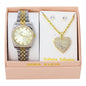 Ladies Metal Band Watch and Heart Necklace Set - LW1K-104