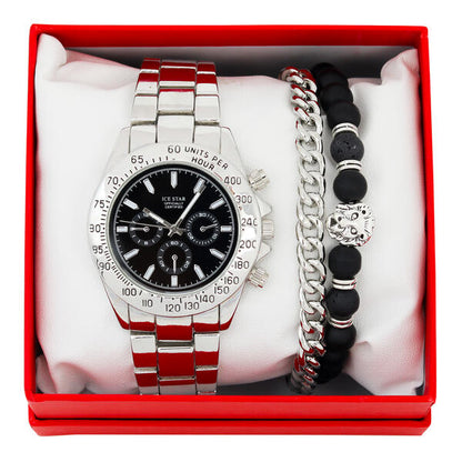 Metal Band Watches w/2 Bracelets Gift-Set - W2BR-003
