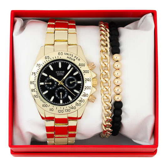 Metal Band Watches w/2 Bracelets Gift-Set - W2BR-002