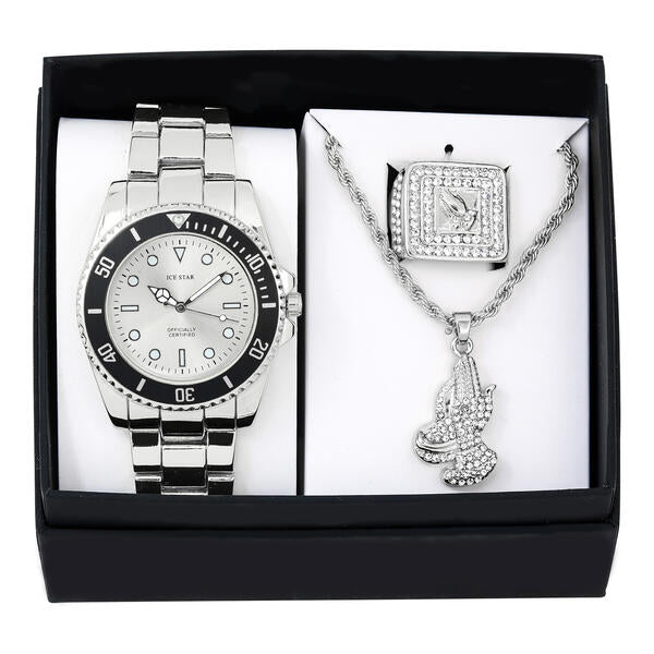 Metal Band Watches w/Necklace and Ring Gift-Set - W1K3-002