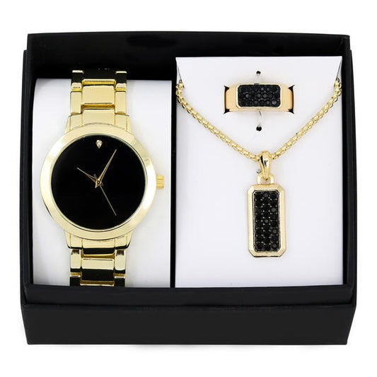 Metal Band Watches w/Necklace and Ring Gift-Set - W1K3-004