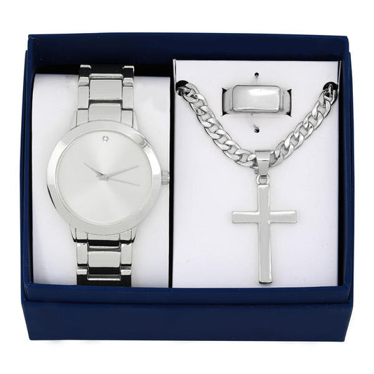 Metal Band Watches w/Necklace and Ring Gift-Set - WRP-001