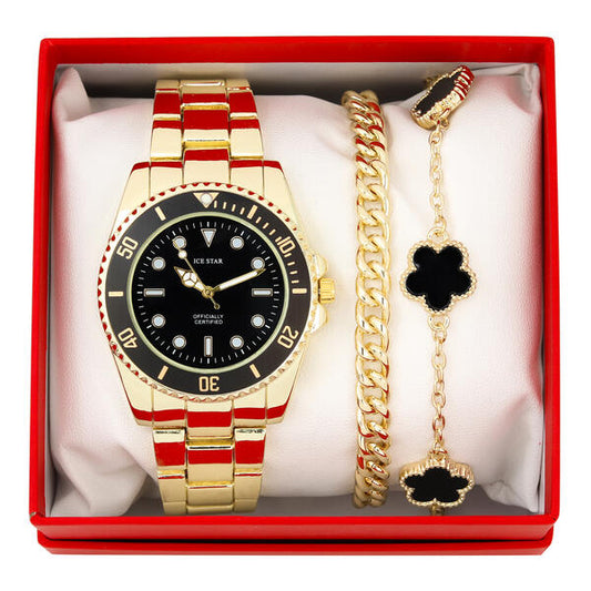 Metal Band Watches w/2 Bracelets Gift-Set - W2BR-005