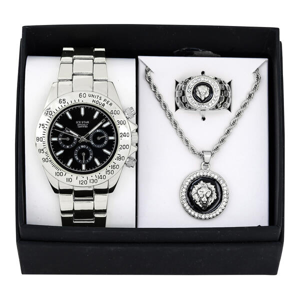 Metal Band Watches w/Necklace and Ring Gift-Set - W1K3-003